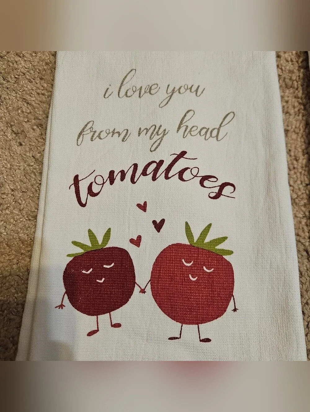 2 Handcrafted Potholders Attached To Towels | Red + White | Tomatoes